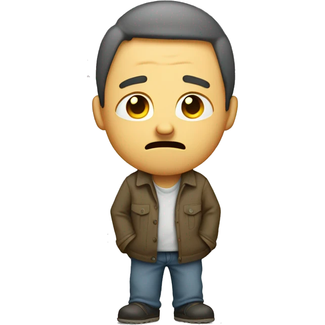 sad poor man with empty pockets touching the ground emoji