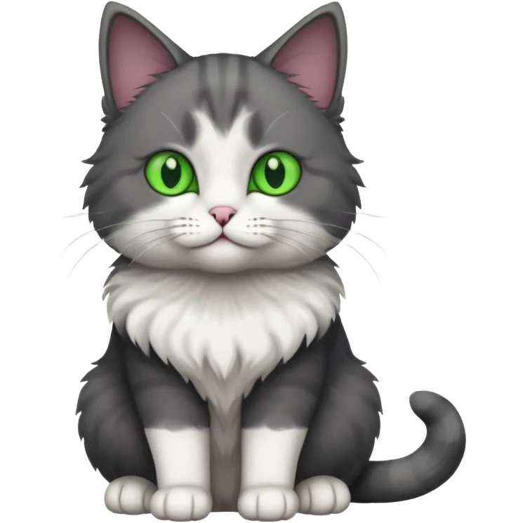 full body dark grey and white cat emoji