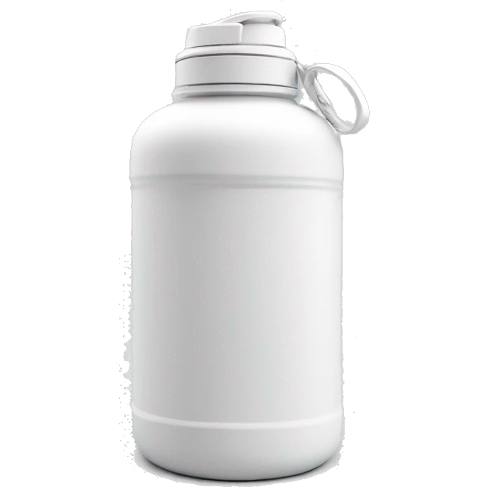 white water bottle with white lid, white handle strap emoji
