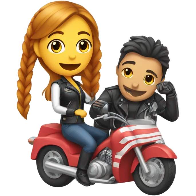 Chica pelirroja y chico en moto emoji