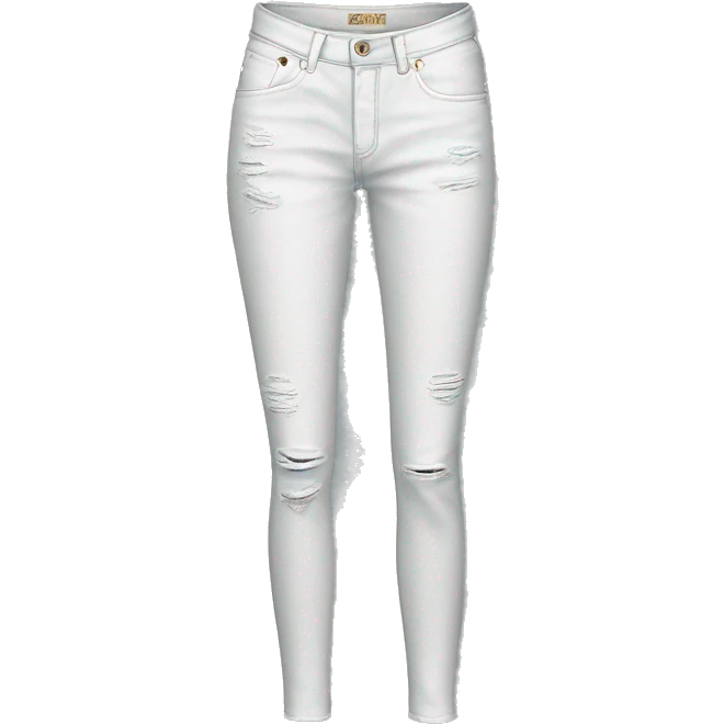 Realistic isolated pair of white distressed fashion jean jegging pants. emoji