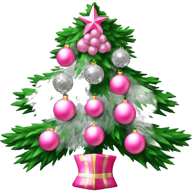 Christmas tree with pink balls and diamonds balls ￼ emoji