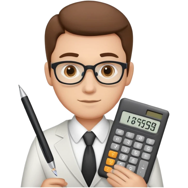 male accountant with calculator, ledger and pen emoji