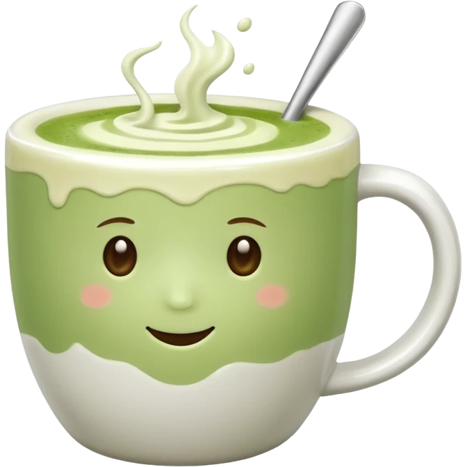 White background, matcha latte no  emoji