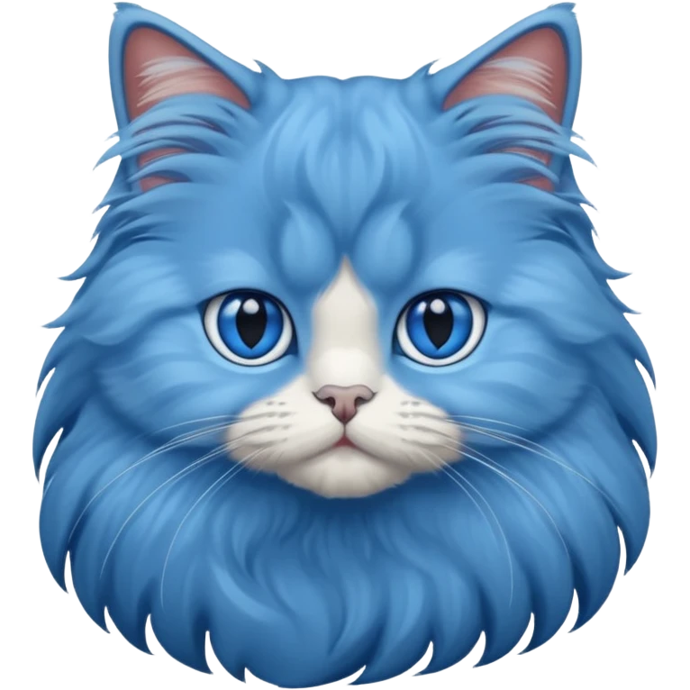A cat which is a brittish longhair whit is blue color and hes eyes are blue emoji