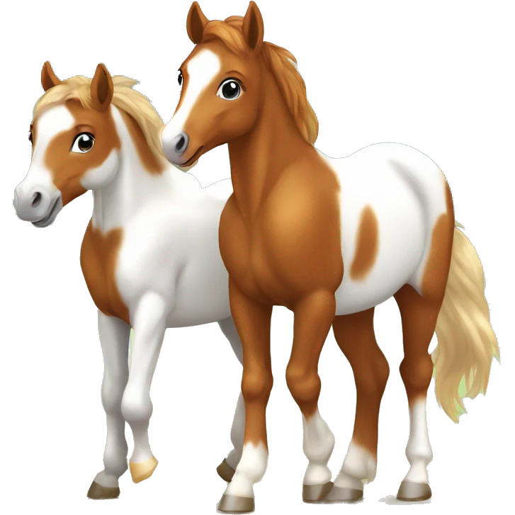 Chestnut horse with white, cheeky playful horse, young horse foal filly horse yearling playful trotting emoji