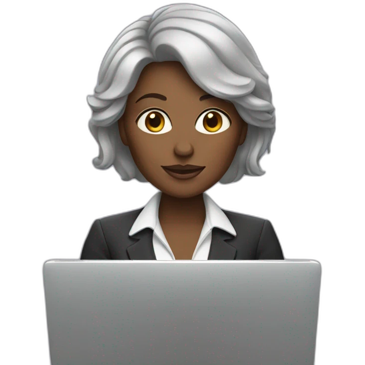 white boss lady with brown hair and a laptop emoji