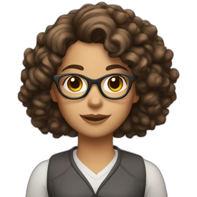 brunette girl with glasses and curly hair with text "approved" emoji