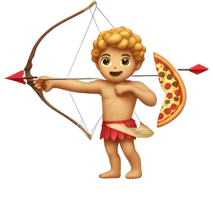 Cupid, who shoots pizza arrows with his bow emoji