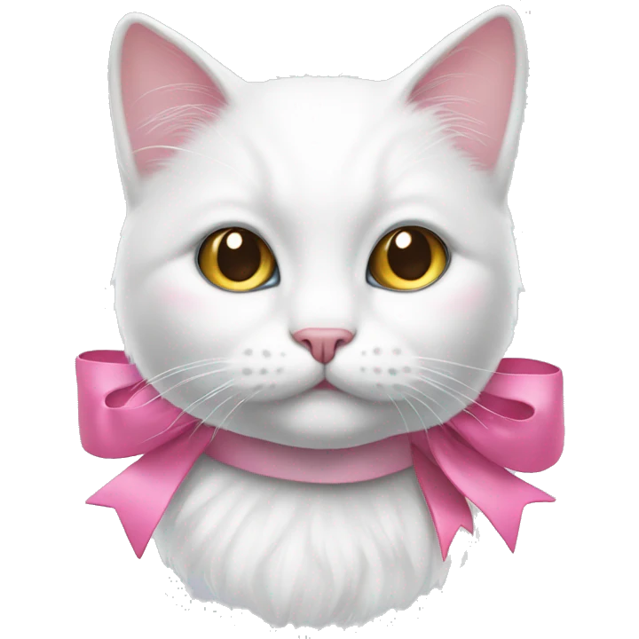 white cat with a pink bow emoji
