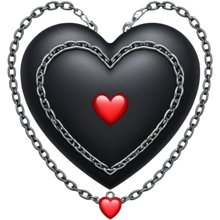 gothic style heart, black with silver chains emoji