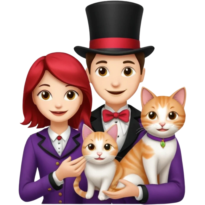 magician couple and their pet cat emoji
