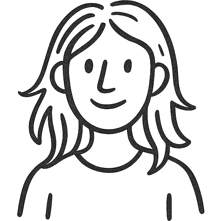 long hair guy, hand drawn black outline style emoji