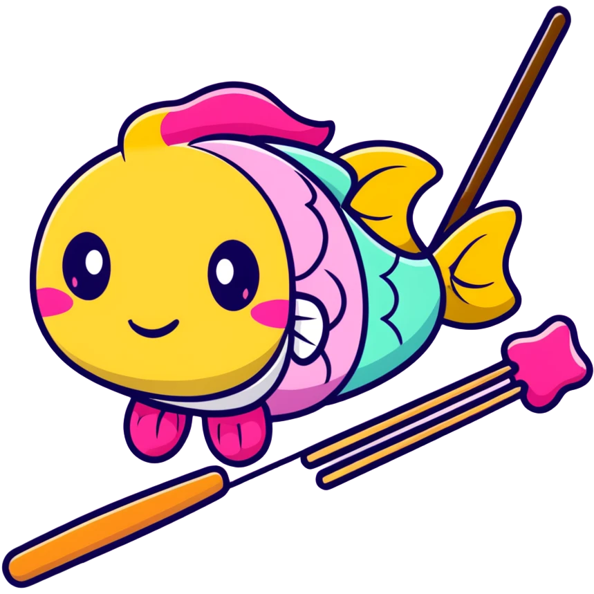 A cute arrangement of fish cake with pink swirl, rice cracker, and tri-colored dango skewer as a Japanese snack trio emoji