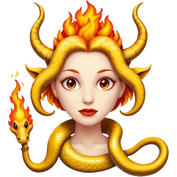 Women snake  and flame horn emoji