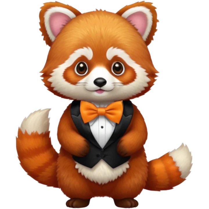a red panda with orange bow tie emoji