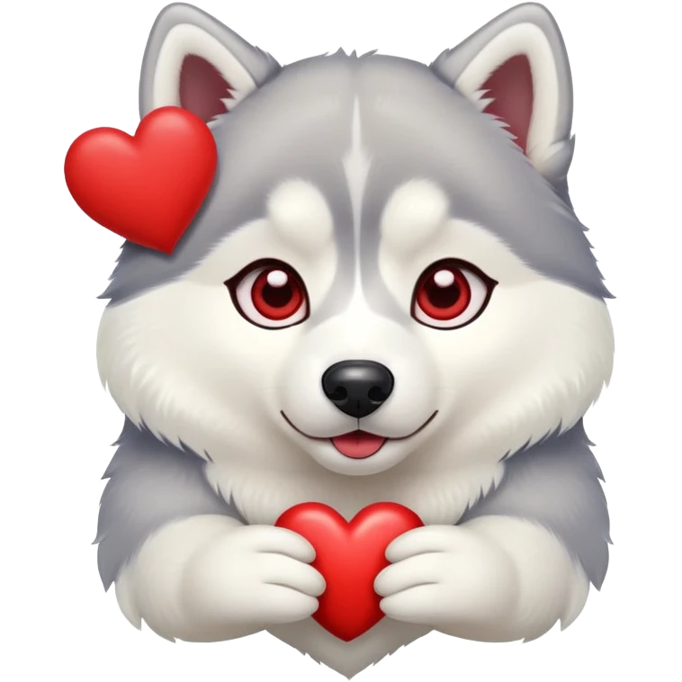 Husky holding a heart  emoji