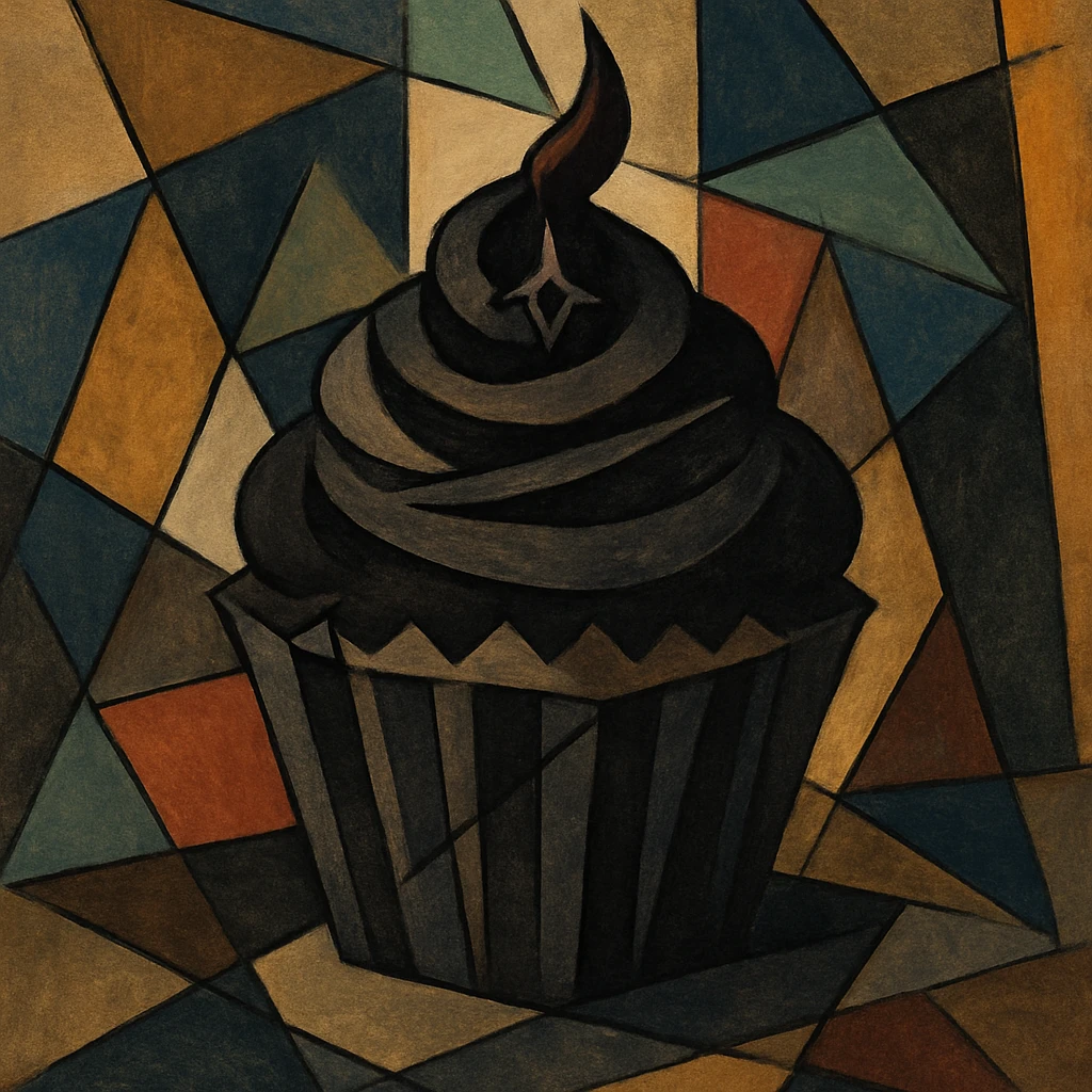 gothic cupcake, cubist abstraction style emoji