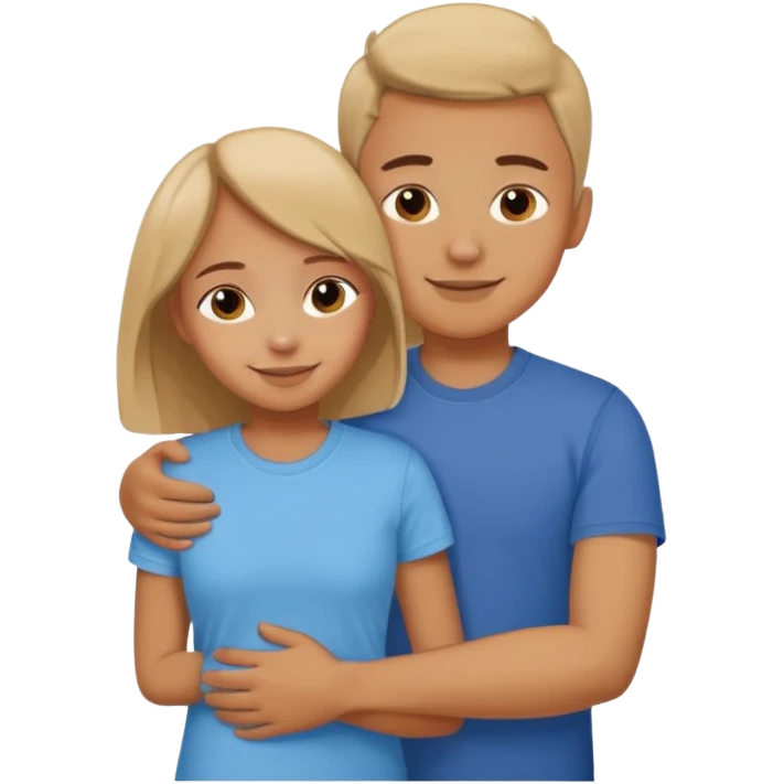 Texte ´Gros câlin’, en dessous un homme serre sa sœur dans ses bras emoji