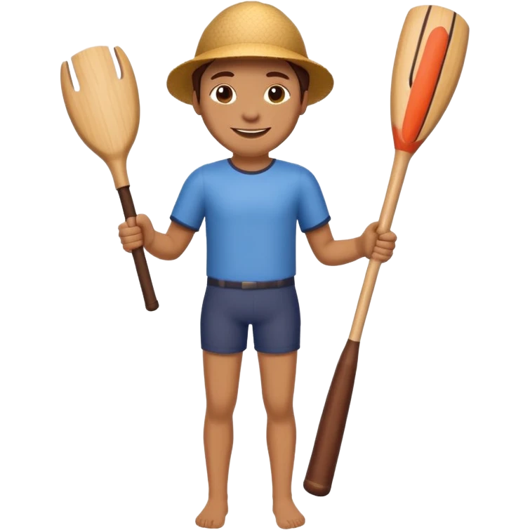 Make a wooden tube with a face and wooden legs and arms and a bat emoji