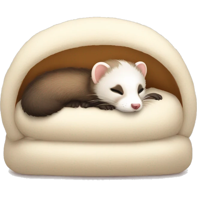 ferret sleeping in a fluffy bed  emoji