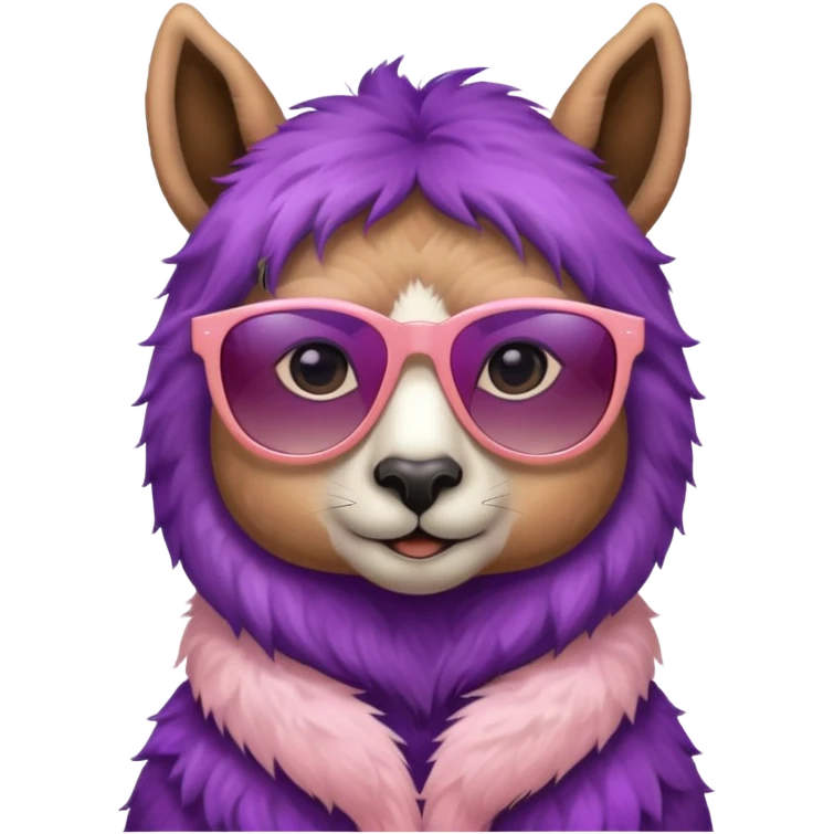 gradient purple color peach pink white cute eyes lama sun glasses emoji