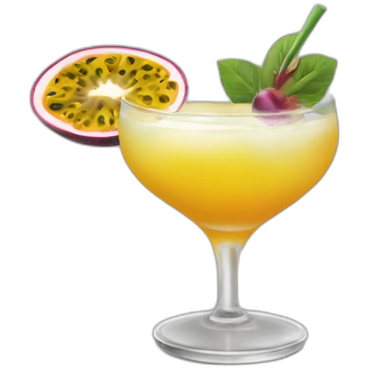Cocktail with a passion fruit floating in the middle emoji