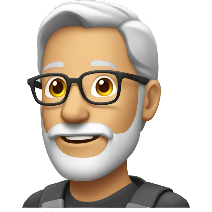 Mature man with tanned skin gray hair and beard and glasses and map emoji