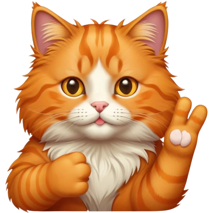 Orange cat giving peace sign emoji