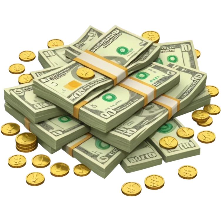 It's an image of money such as coins and bills, but there's only one or two neatly emoji