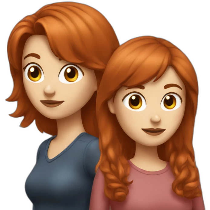 Brunette and redhead in a lazda emoji