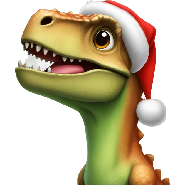 dinosaur with santa hat emoji