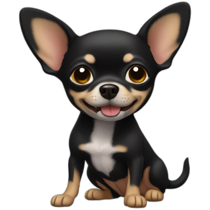 chihuahua negro riendose mucho emoji
