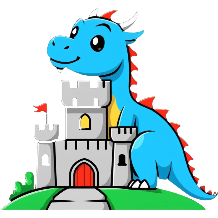 Fierce dragon guarding a castle tower emoji