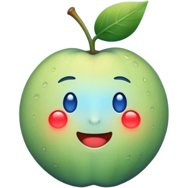  glowing fruit releasing melatonin, calm blue tones, simple emoji style emoji