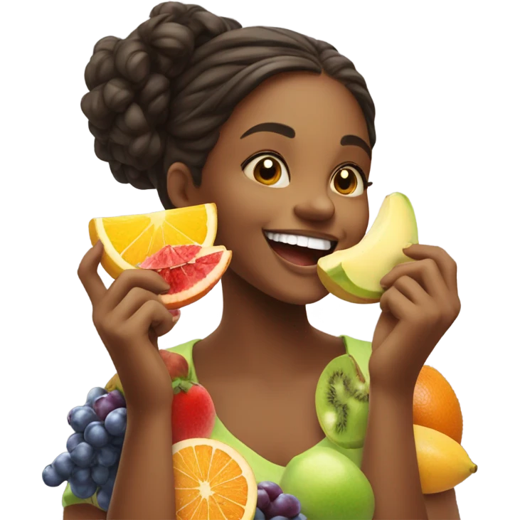 Girl eating fruits emoji