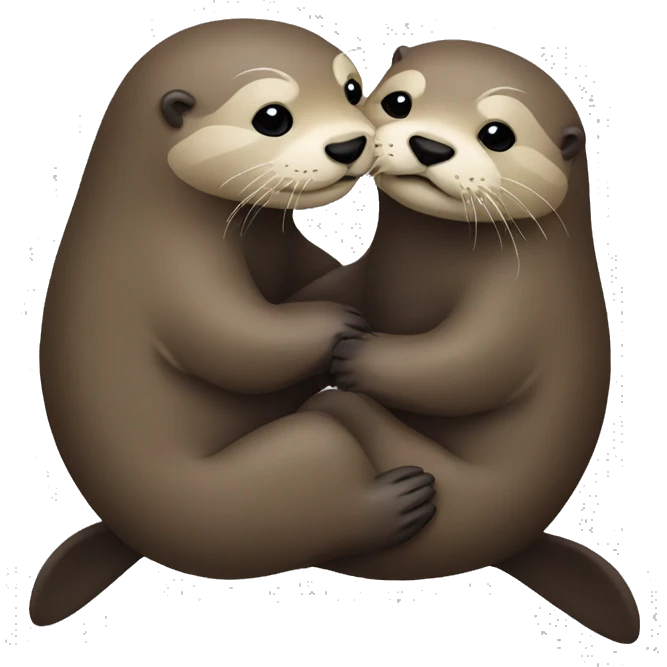 Two otters hugging  emoji