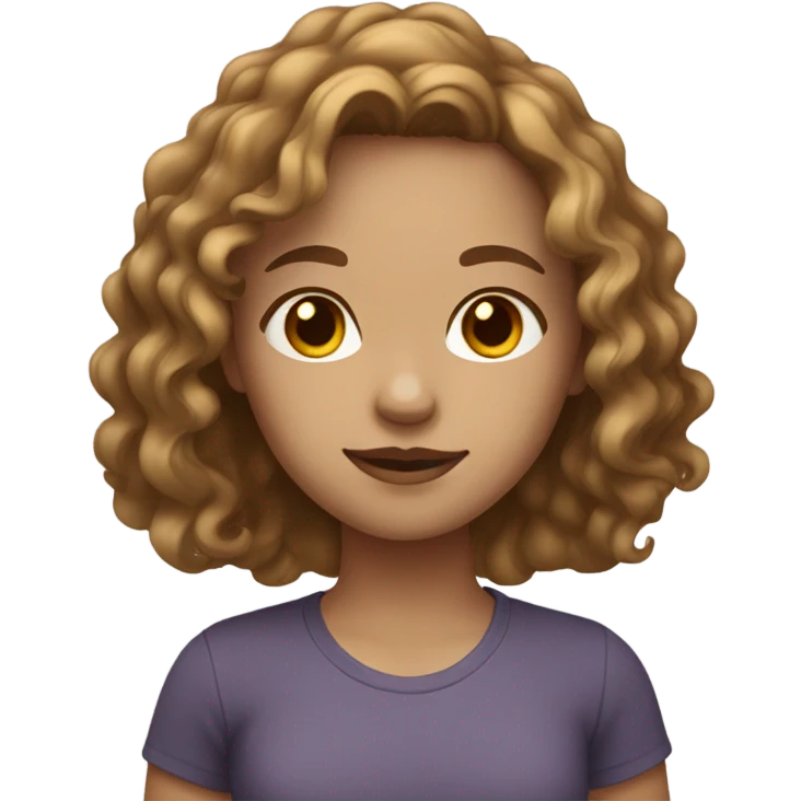 Girl with light brown wavy hair and light skin and brown eyes emoji