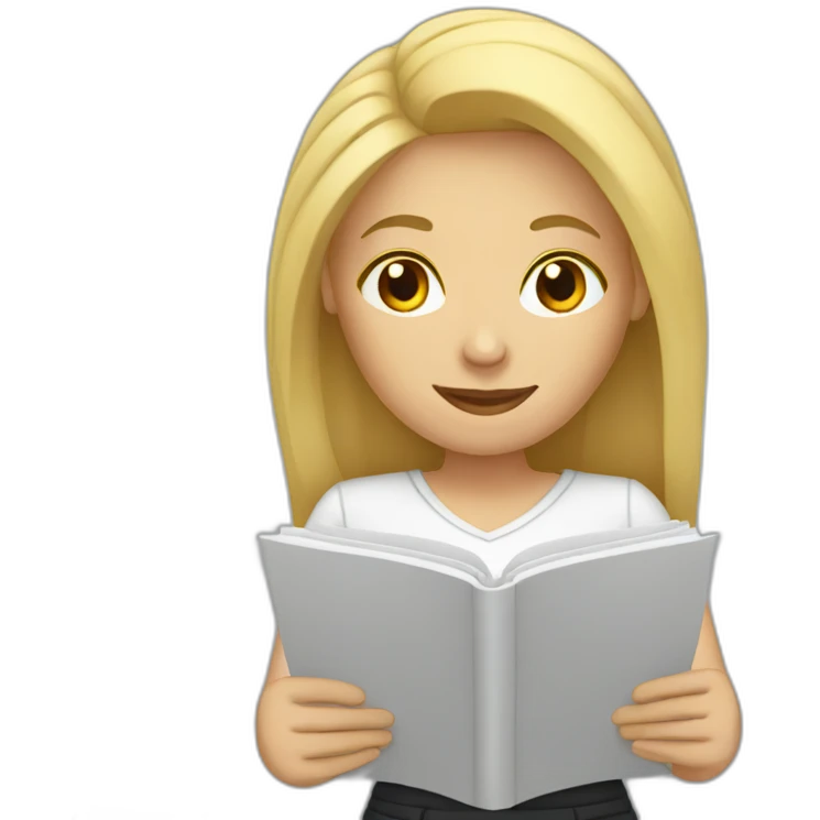 women with blonde hair filling paperwork emoji