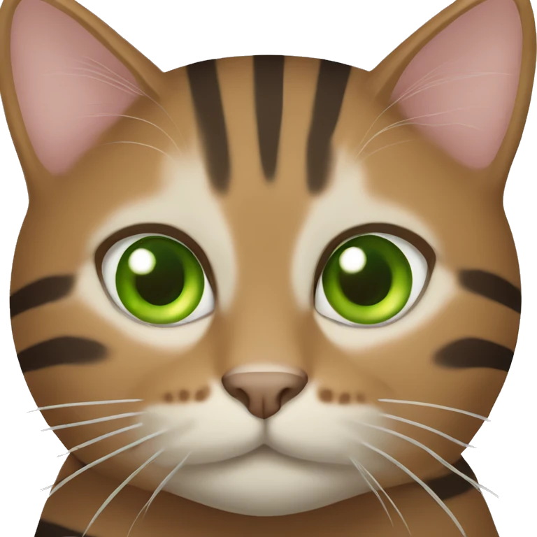 Striped brown cat, green eyes emoji