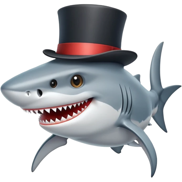 Shark with a top hat emoji