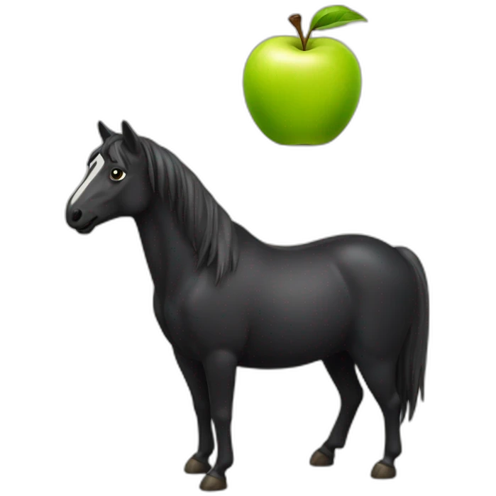 Schwarzespferd mit apfel emoji