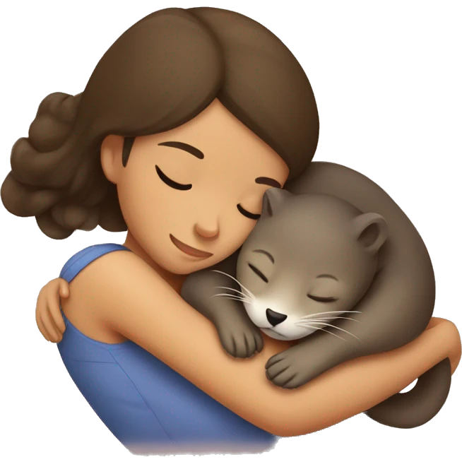 Sleeping Filipino girl cuddling otter emoji
