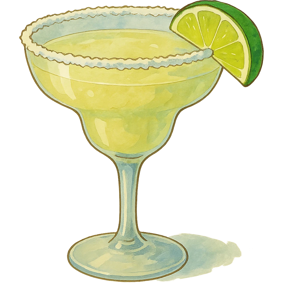 close-up of a margarita with lime wedge, ghibli style emoji