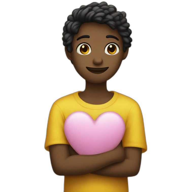Carita de enamorado con un corazón amarillo y el otro negro  emoji