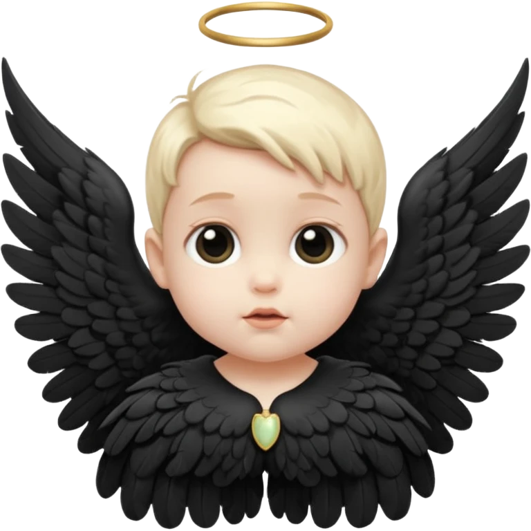 baby angel face with black wings  emoji