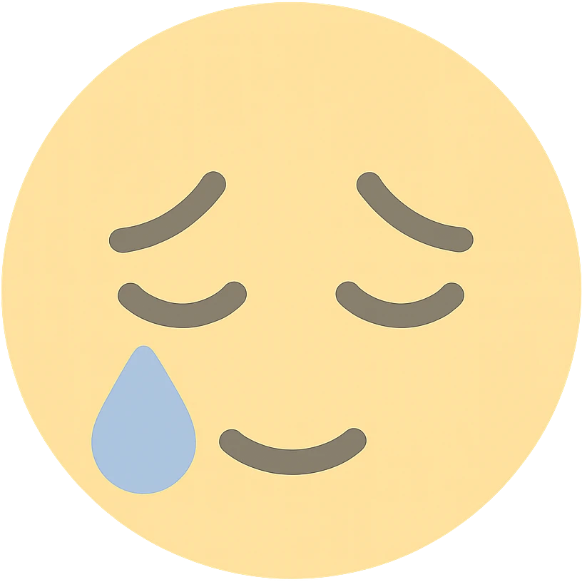 wistful crying face colored icon with single tear and gentle expression emoji