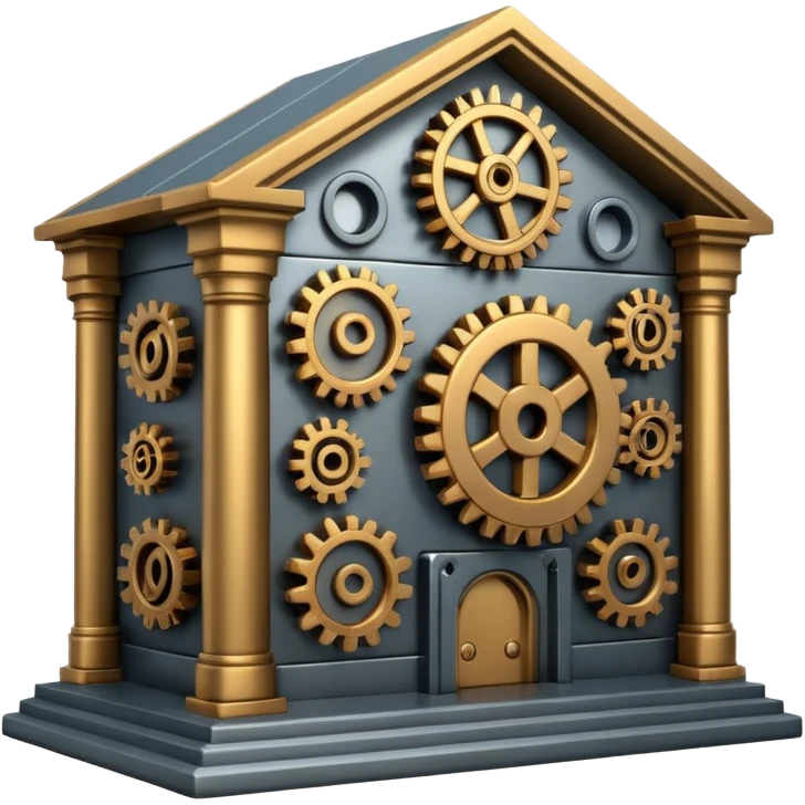 Bank with cogs emoji