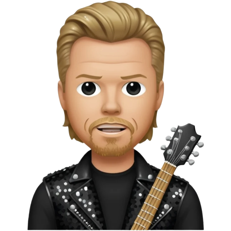 James Hetfield with dark blonde hair, black sequin outfit  emoji