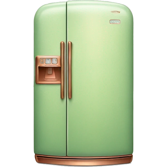 Realistic pastel green and metallic copper vintage fridge.  emoji